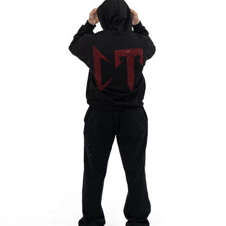 Black CT Rhinestone Hoodie